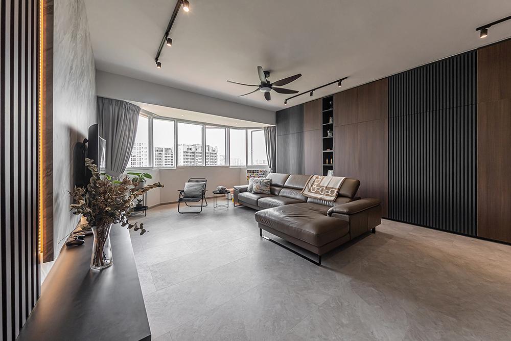 Modern Living Room with TV Console and Feature Wall