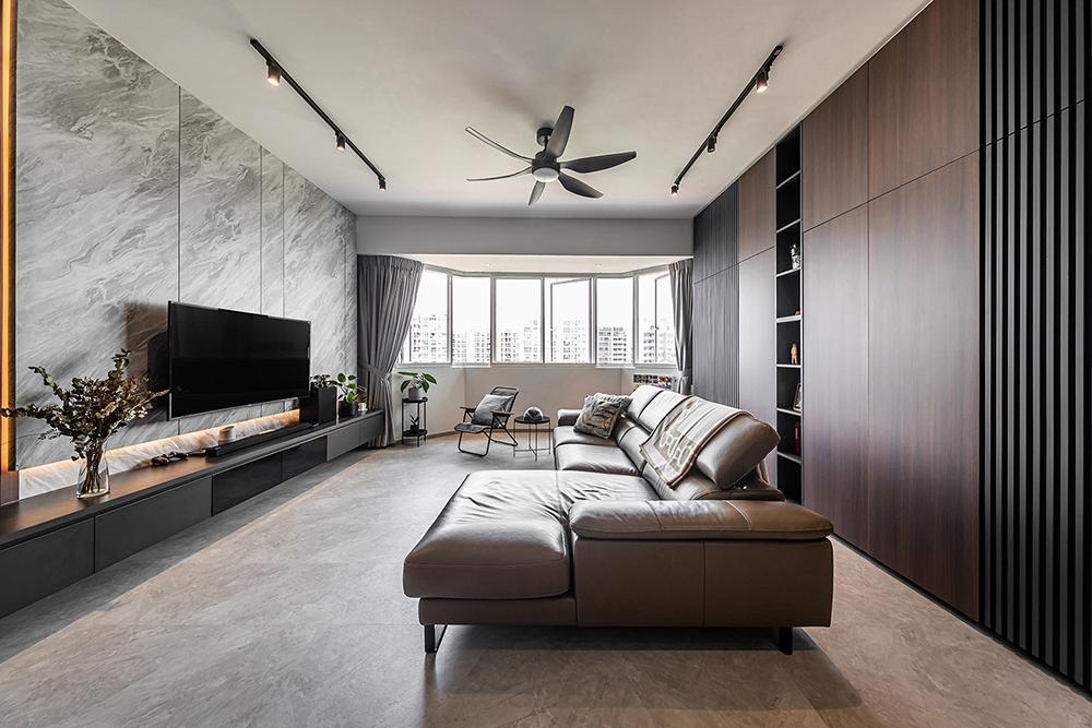 Modern Living Room with TV Console and Feature Wall