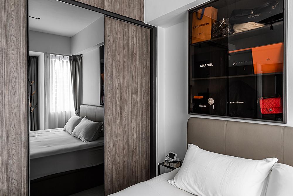 Modern Bedroom with Mirror and Wardrobe