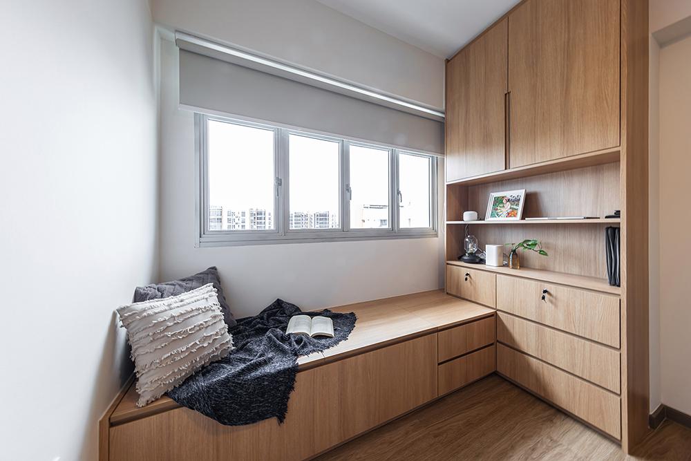 Scandinavian Study with Vinyl Flooring and Storage Cabinets