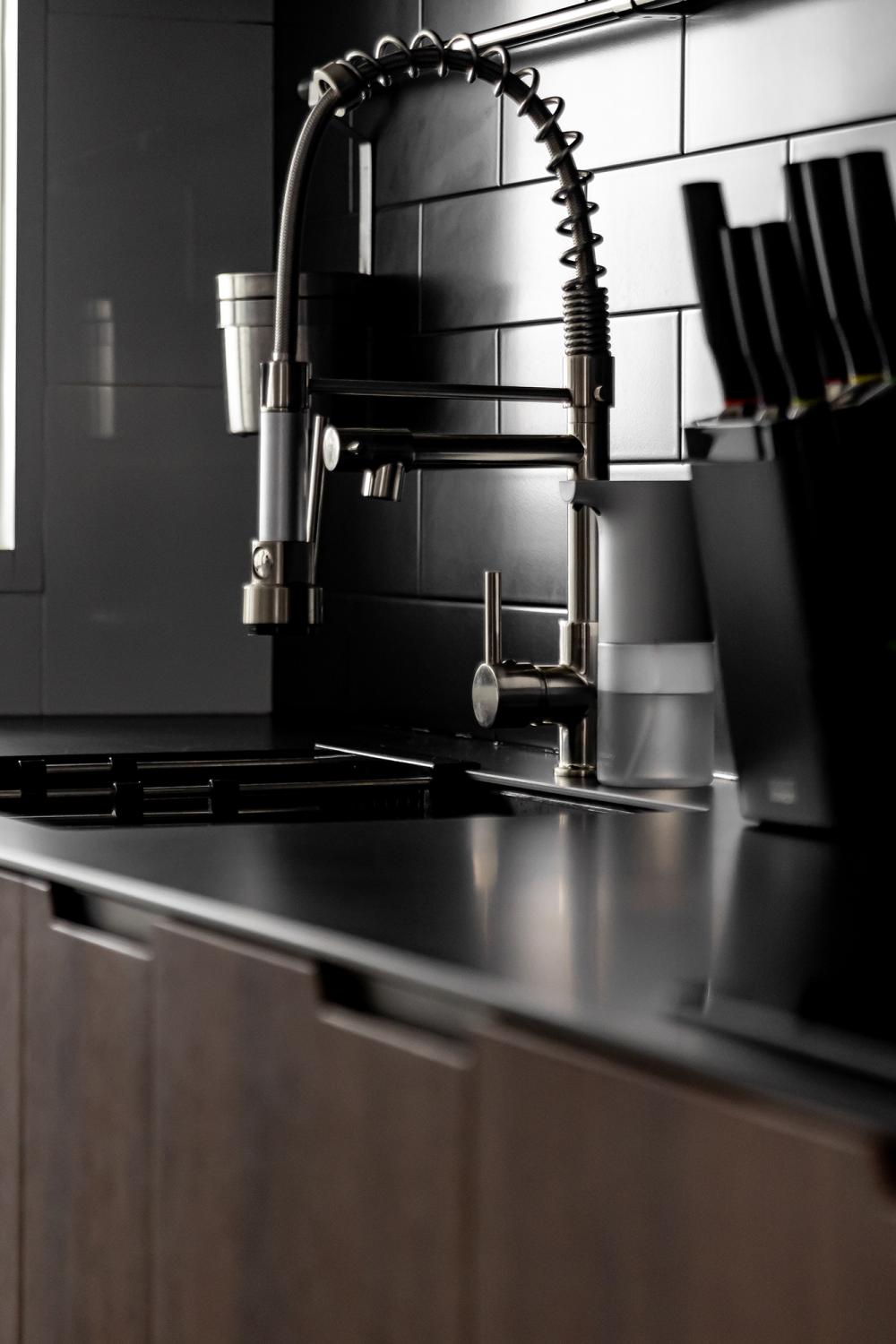 Industrial Kitchen with Countertop and Homogeneous Tiles
