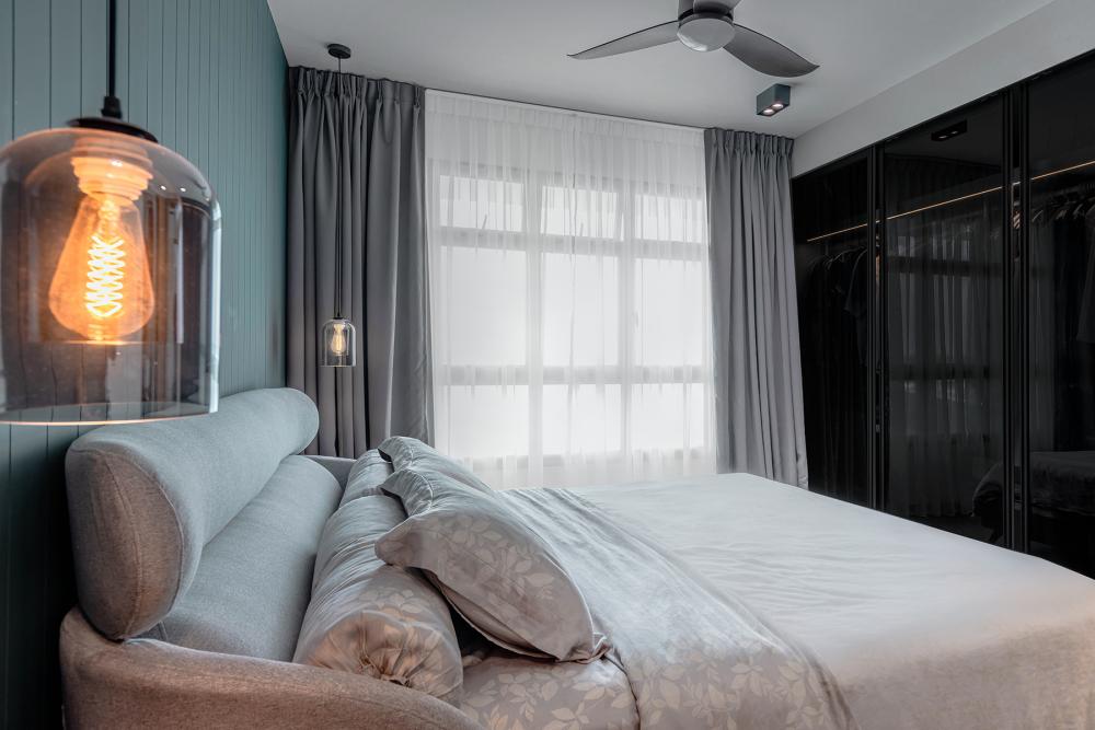 Country Bedroom with Feature Wall and Glass Door