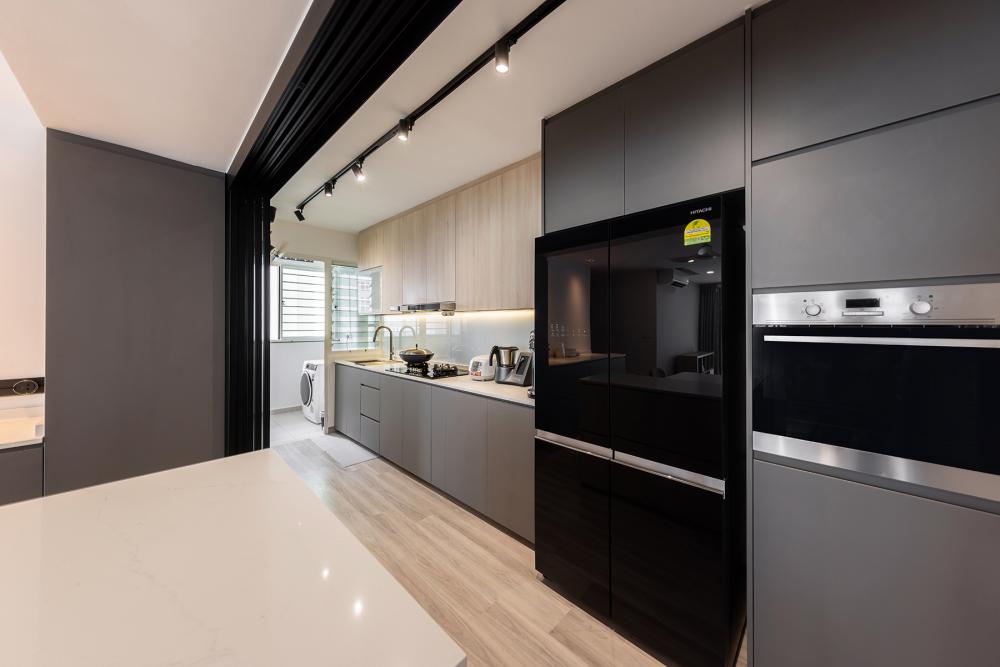 Modern Kitchen with Countertop and Vinyl Flooring