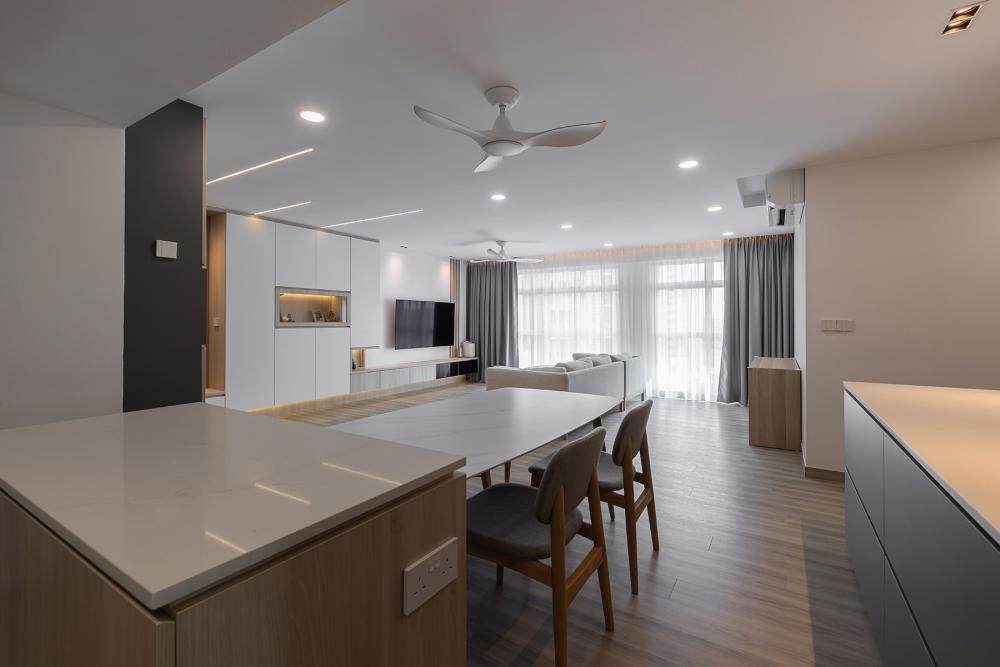 Modern Living Room with Vinyl Flooring and TV Console