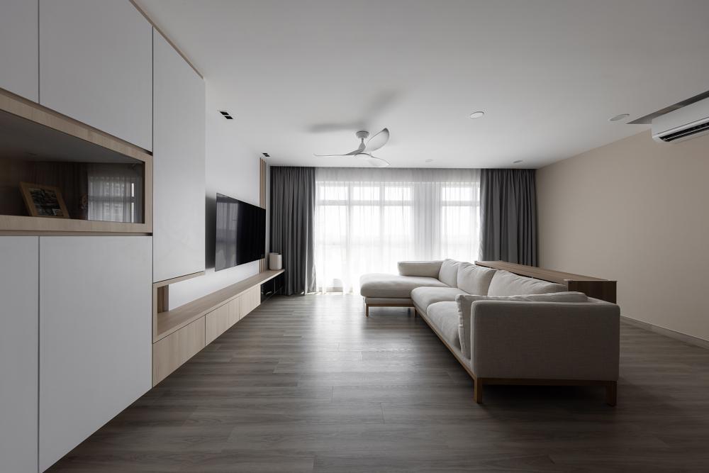 Modern Living Room with Vinyl Flooring and TV Console