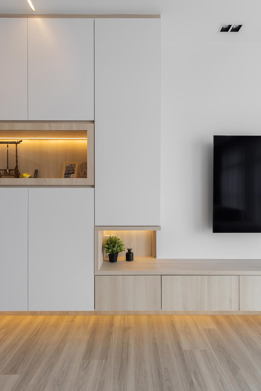 Modern Living Room with Vinyl Flooring and TV Console