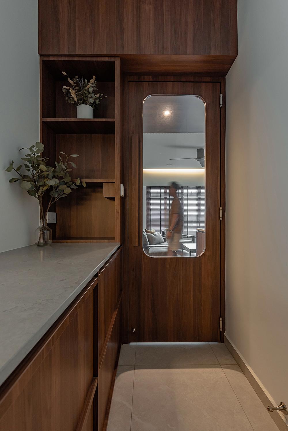 Scandinavian Kitchen with Countertop and Homogeneous Tiles