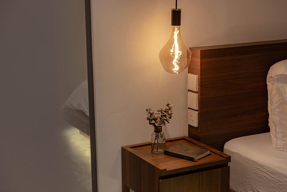 Scandinavian Bedroom with Mirror and Built-in Bed