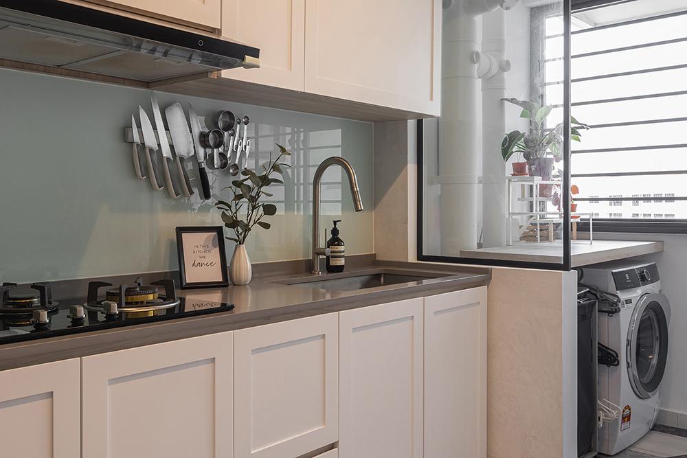 Industrial Kitchen with Countertop and Homogeneous Tiles