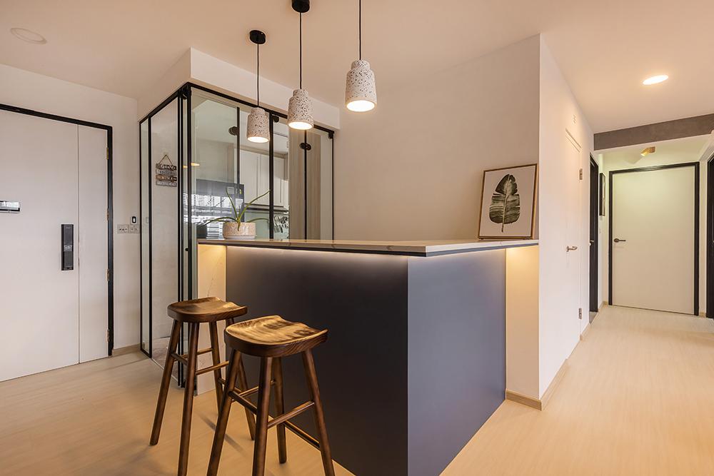 Industrial Home Bar with Countertop and Vinyl Flooring