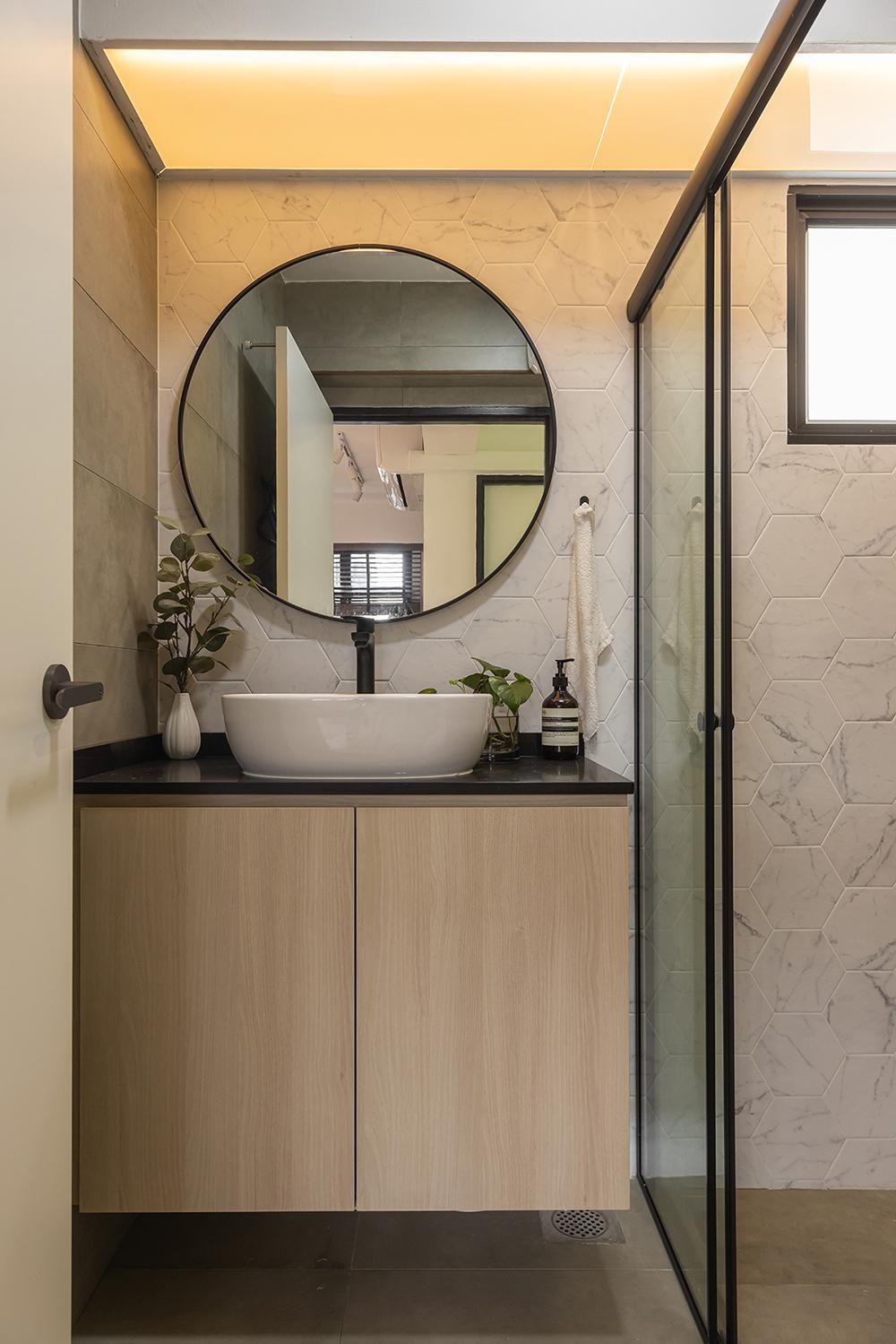 Industrial Bathroom with Mirror and Vanity Counter