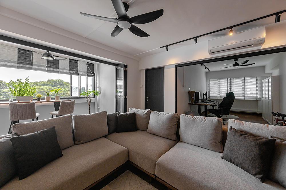 Modern Living Room with Vinyl Flooring and Sofa