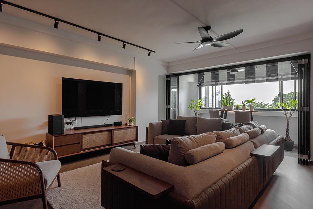 Modern Living Room with Vinyl Flooring and Rugs
