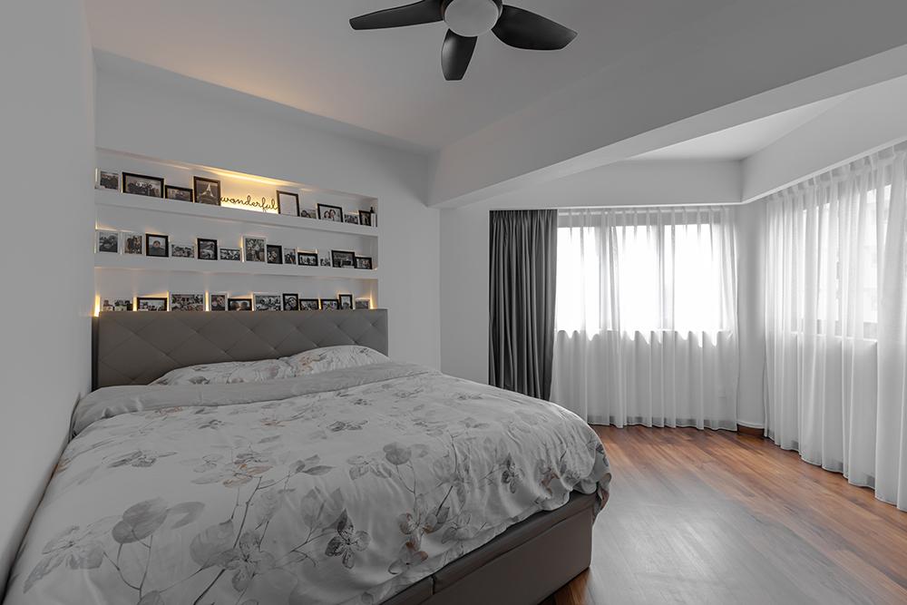 Modern Bedroom with Vinyl Flooring and Curtain