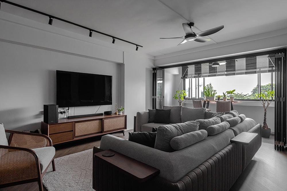 Modern Living Room with Vinyl Flooring and Sofa