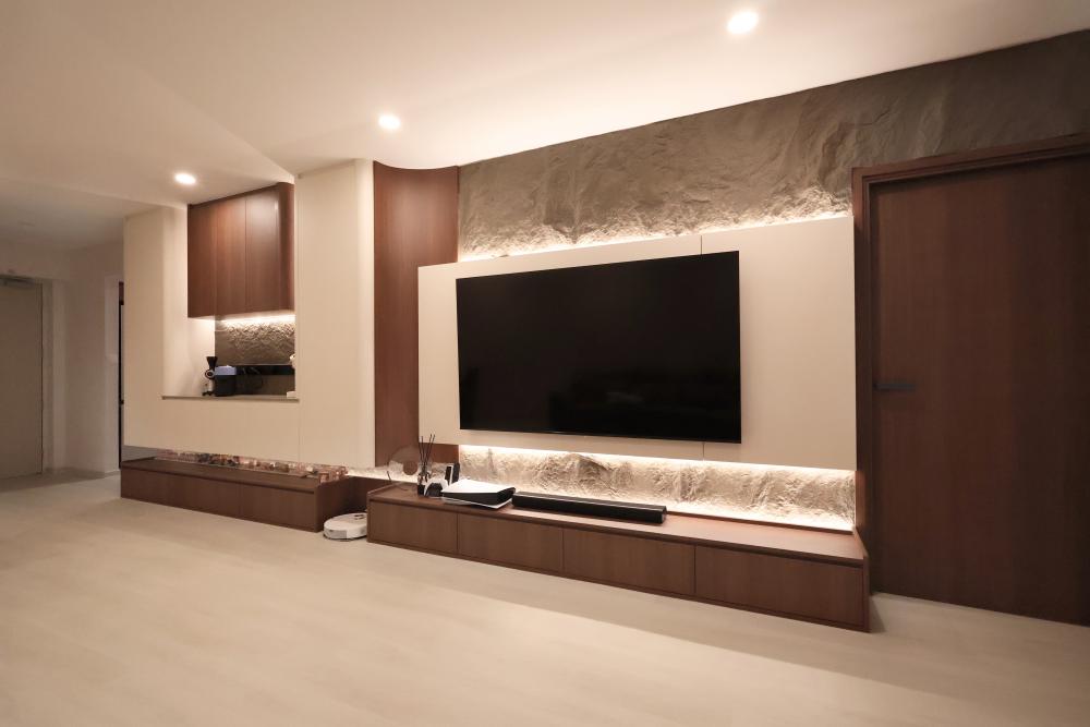 Modern Living Room with TV Console and Feature Wall