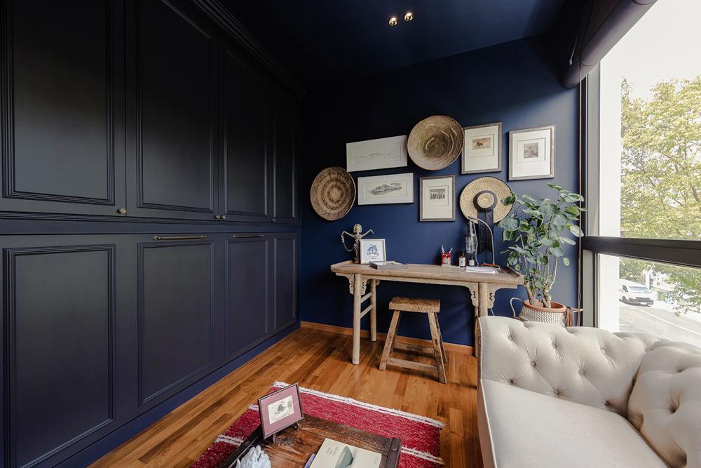 Eclectic Study with Desk and Desk Chairs