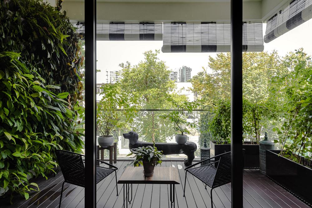 Eclectic Balcony with Glass Door and Doors