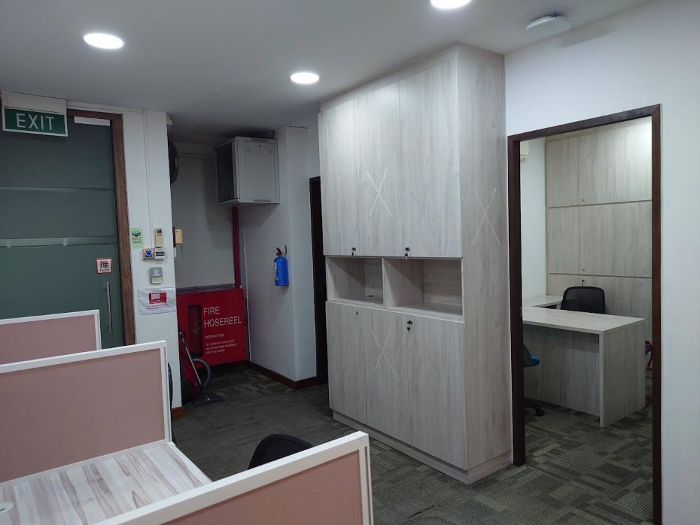 Asian Office with Bookshelf and Desk