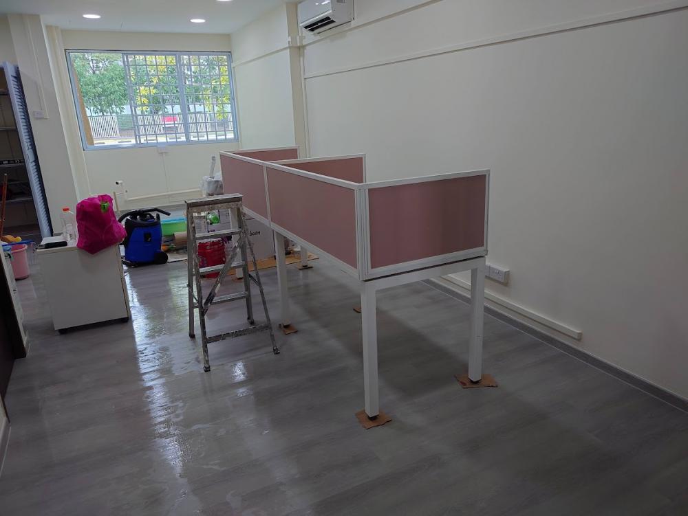 Asian Office with Bookshelf and Desk