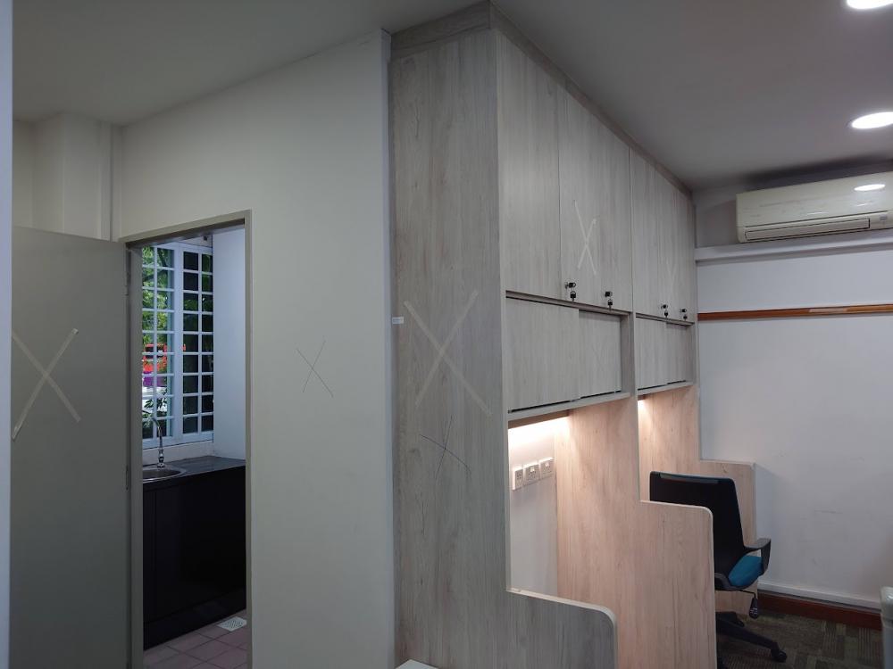 Asian Office with Bookshelf and Desk