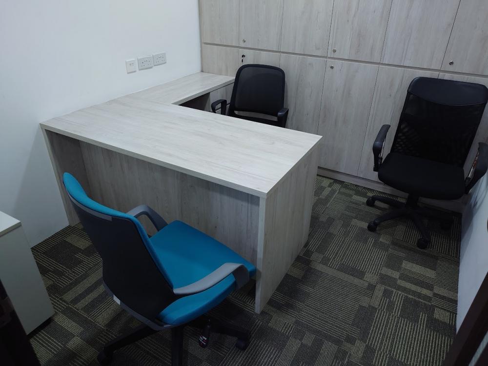Asian Office with Bookshelf and Desk