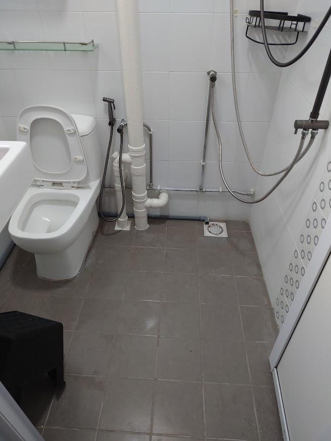 Asian Bathroom with Homogeneous Tiles and Granite Floor