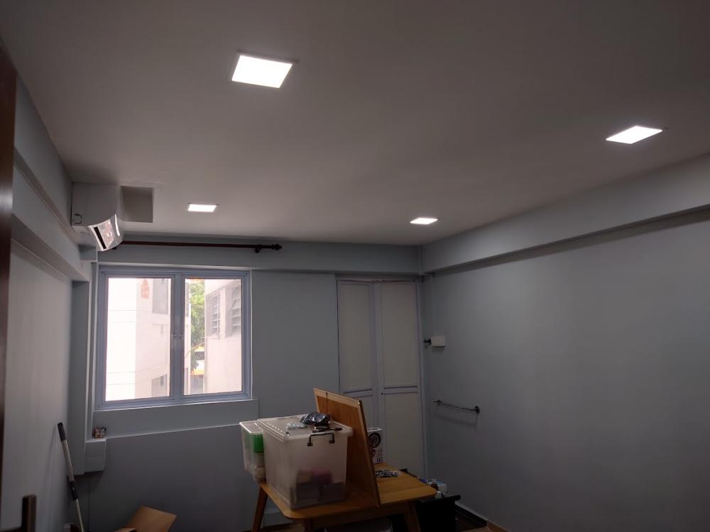 Asian Bedroom with Cove Lighting and Drop Ceiling