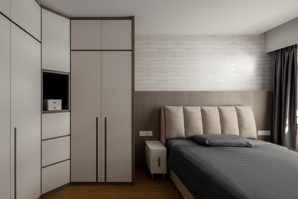 Modern Bedroom with Vinyl Flooring and Wardrobe