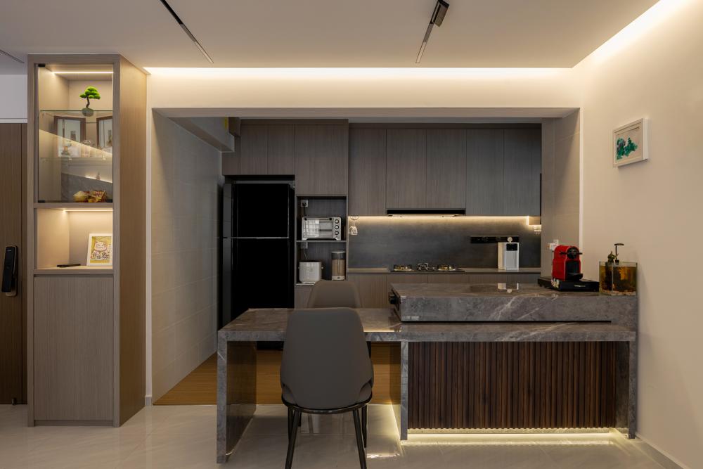 Modern Kitchen with Countertop and Kitchen Island
