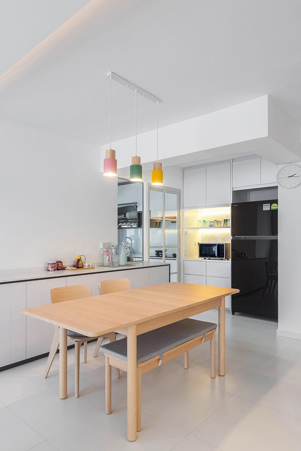 Modern Dining Room with Cove Lighting and Dining Chairs