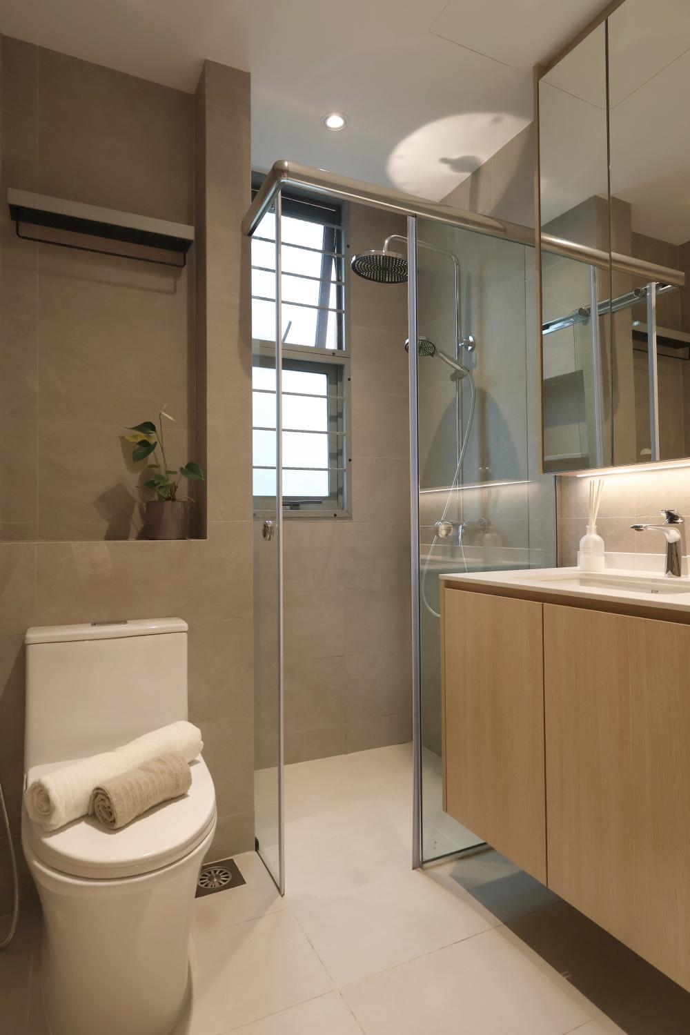 Modern Bathroom with Mirror and Shower Screen