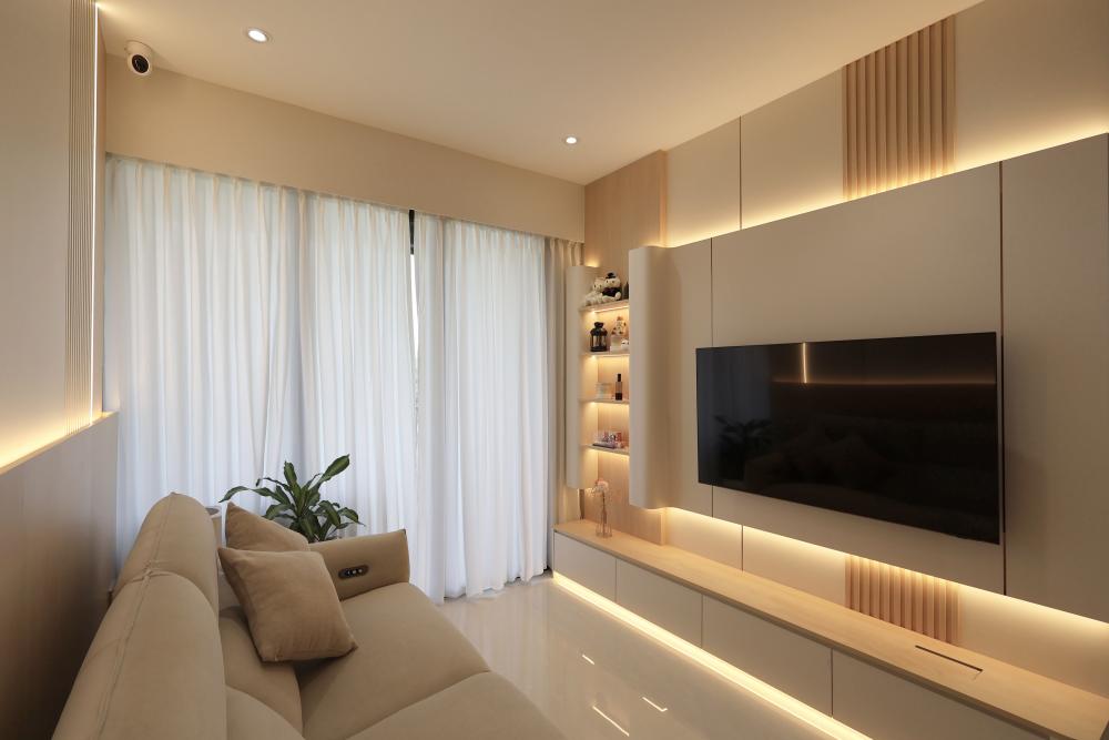 Modern Living Room with TV Console and Feature Wall