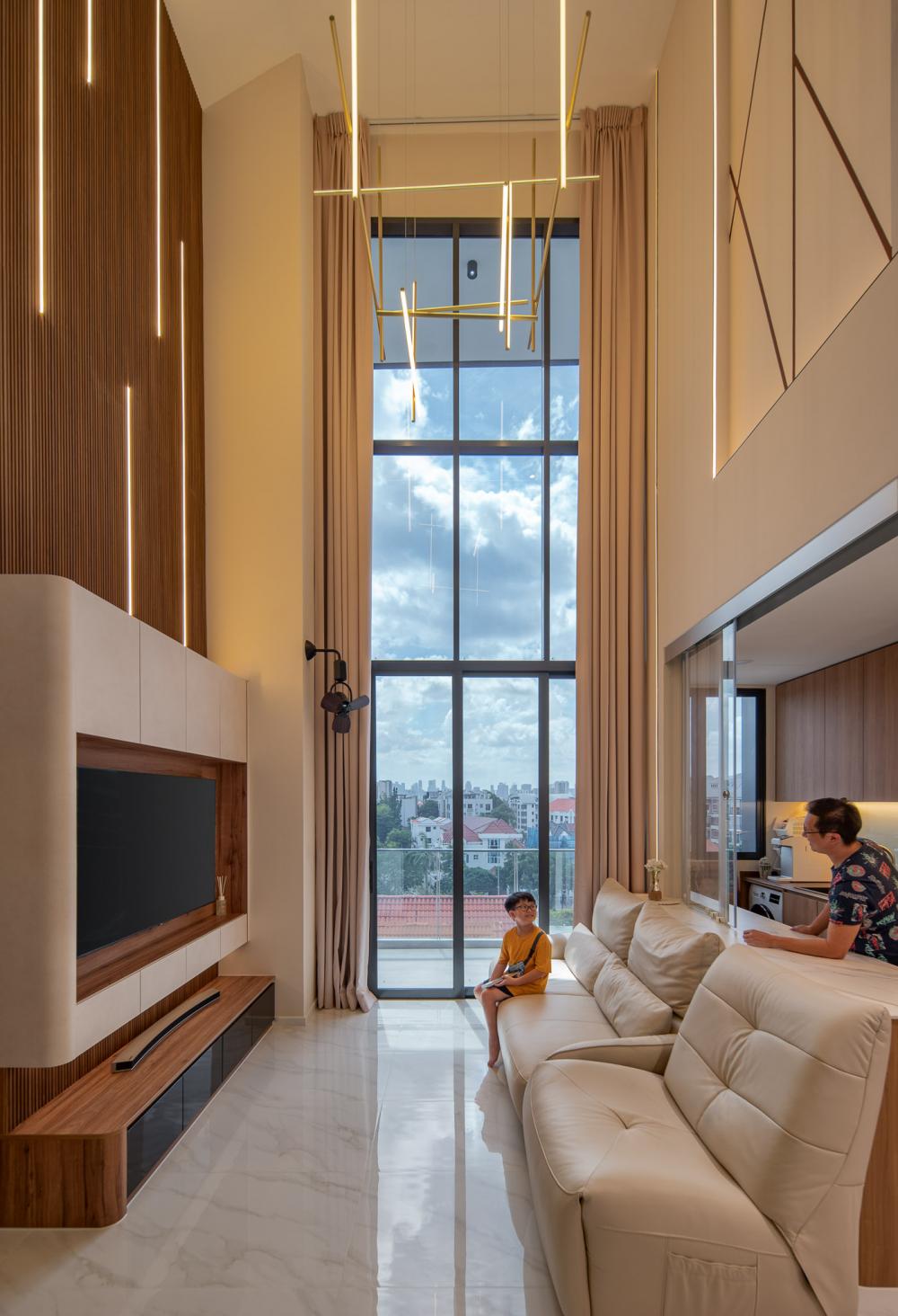 Modern Living Room with TV Console and Feature Wall