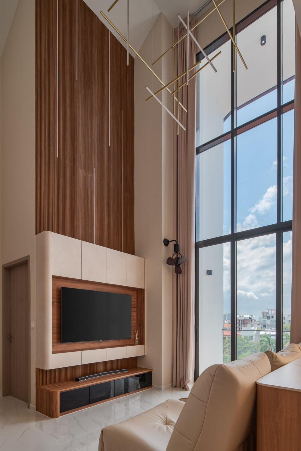 Modern Living Room with TV Console and Feature Wall