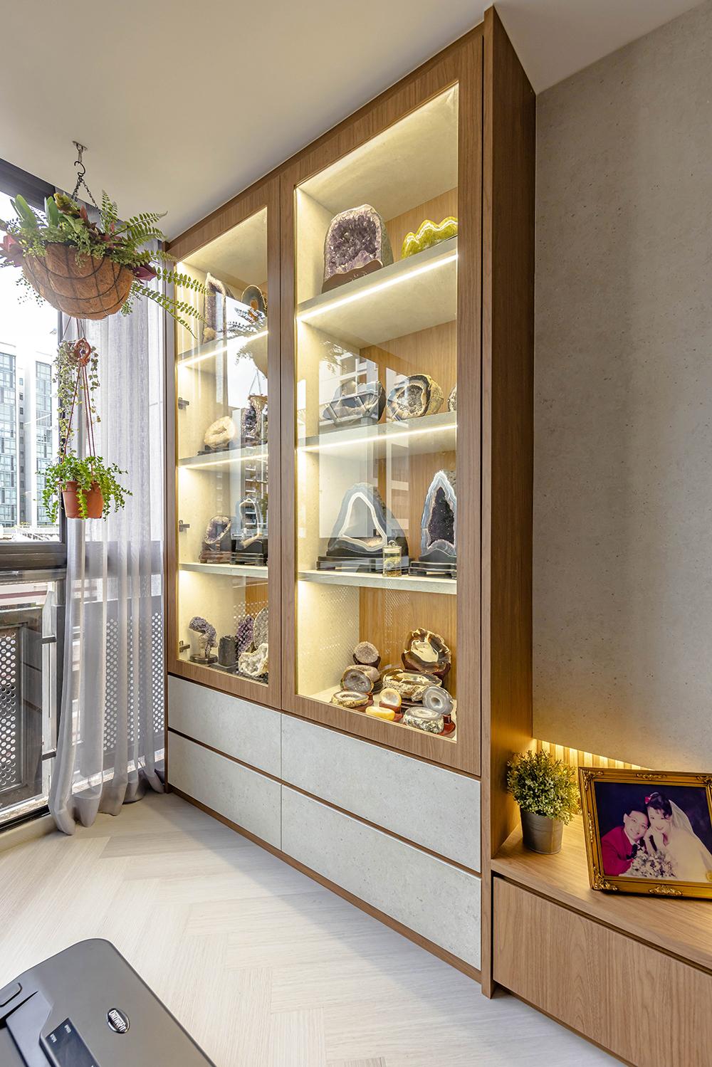 Eclectic Living Room with Curtain and Storage Cabinets