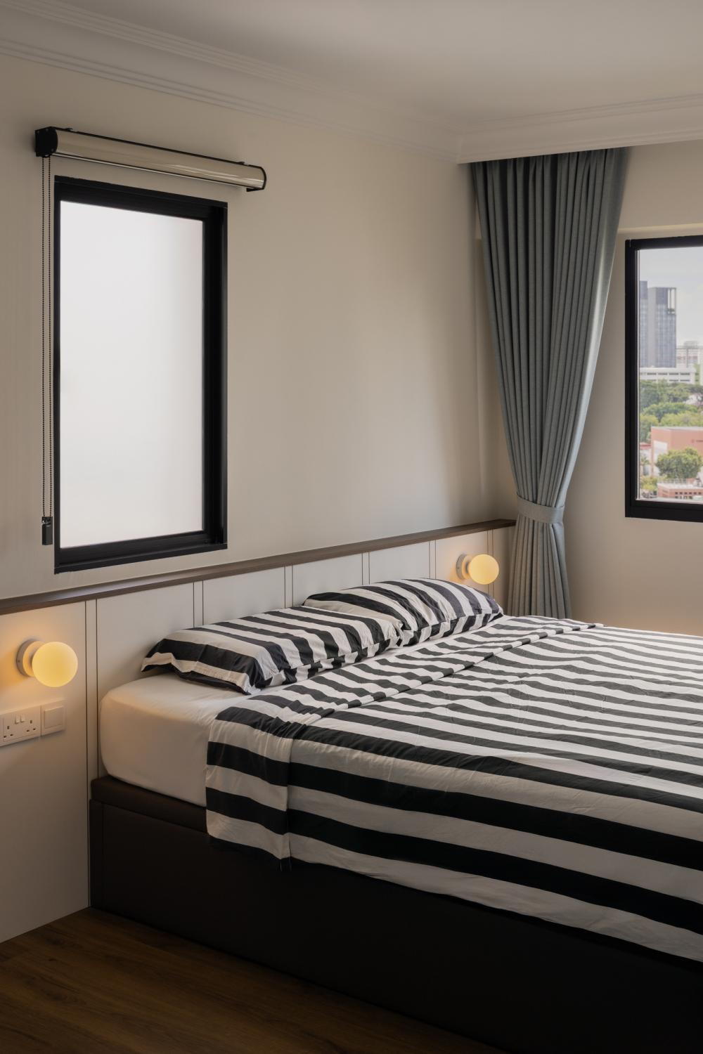 Country Bedroom with Vinyl Flooring and Wood Flooring