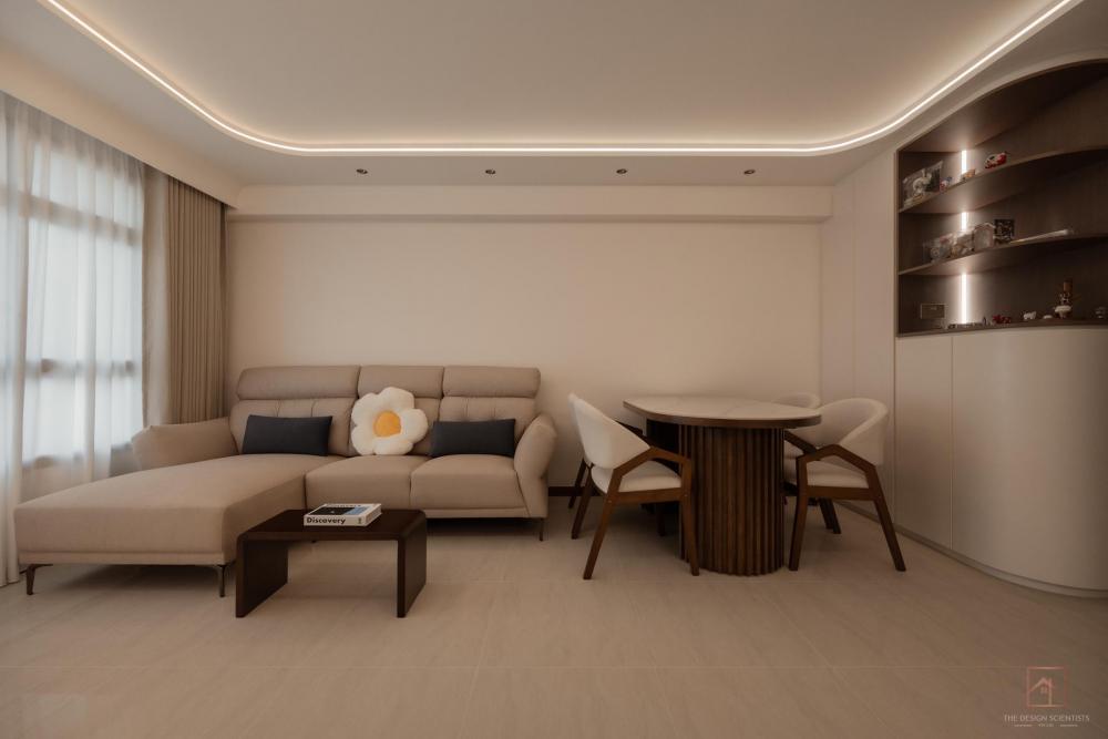 Minimalist Living Room with Bookshelf and TV Console