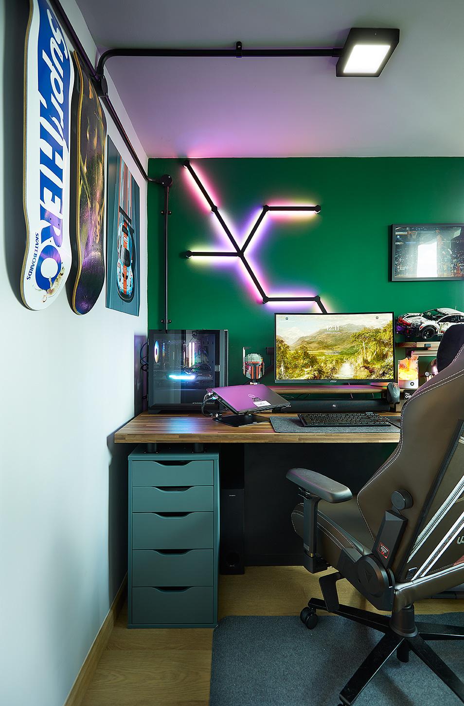 Industrial Home Office with Desk and Small Storage