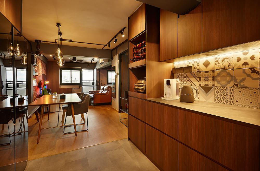 Industrial Kitchen with Countertop and Vinyl Flooring