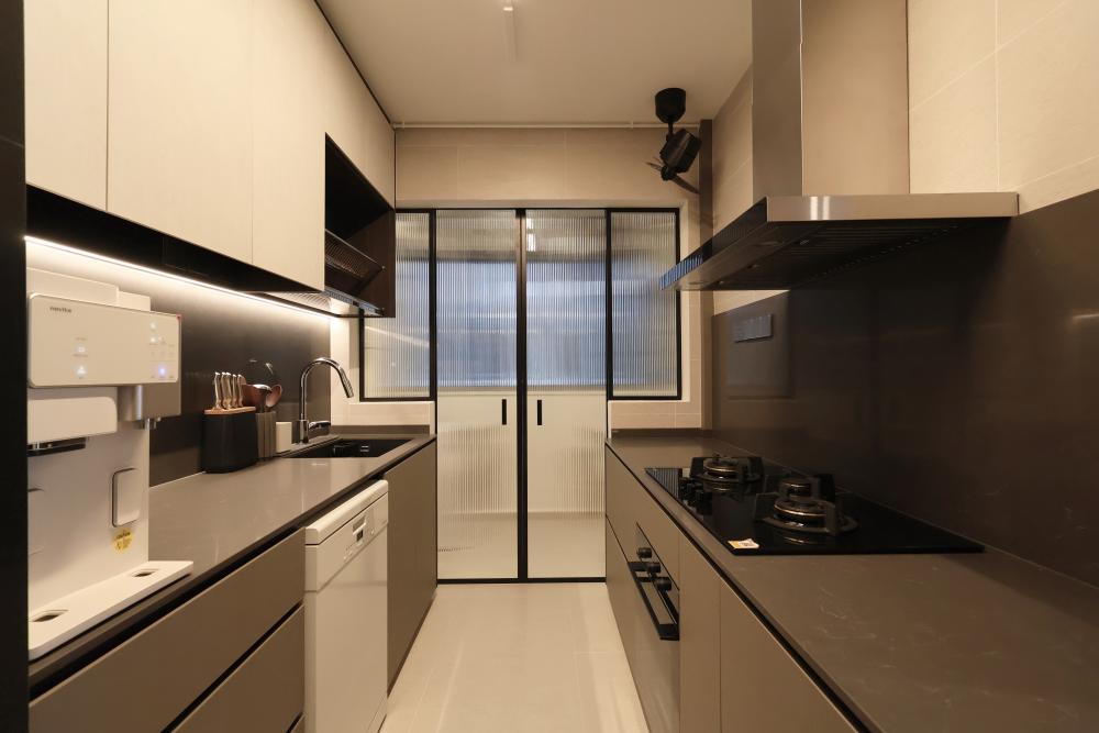 Modern Kitchen with Cupboard and Kitchen Accessories