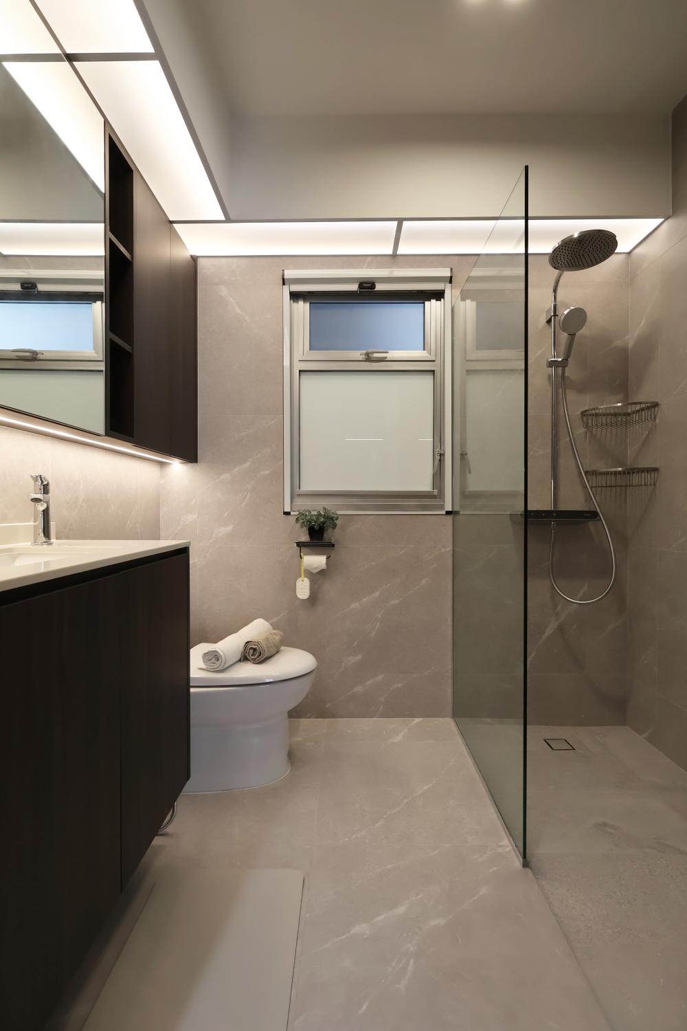 Modern Bathroom with Shower Screen and Bathroom Storage