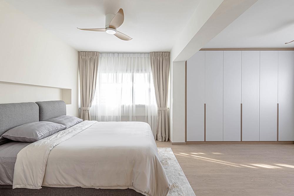 Scandinavian Bedroom with Vinyl Flooring and Wardrobe