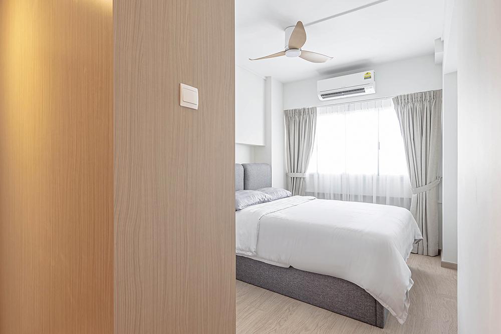 Scandinavian Bedroom with Vinyl Flooring and Wardrobe