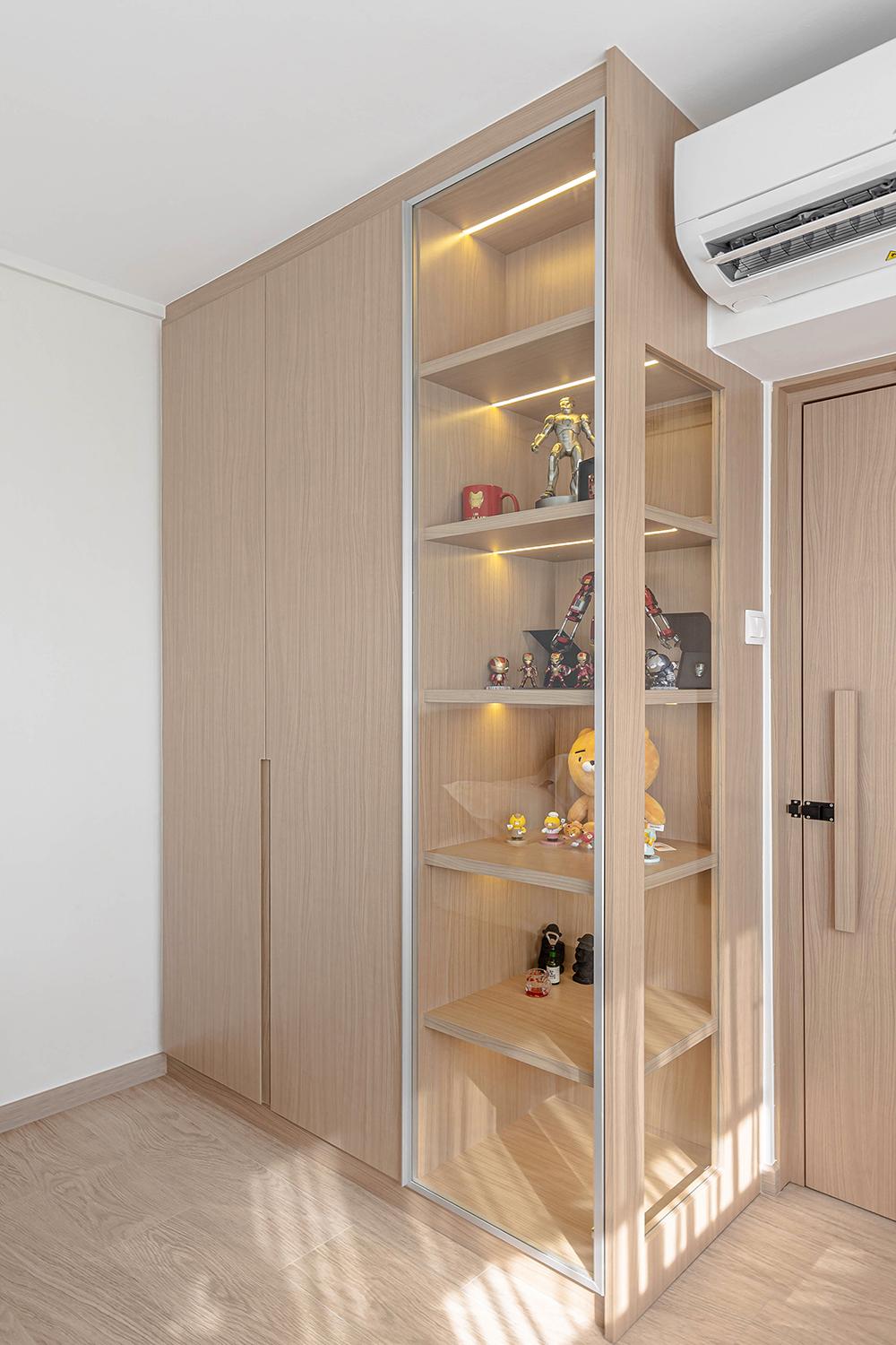 Scandinavian Bedroom with Wardrobe and Display Cabinets