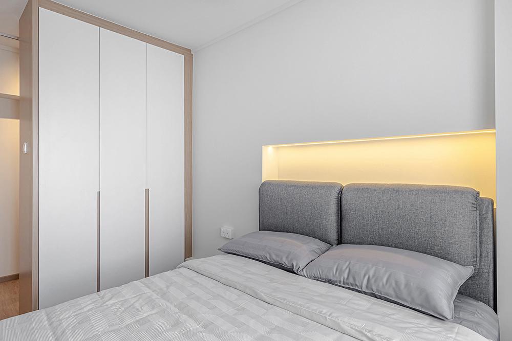 Scandinavian Bedroom with Wardrobe and Lighting