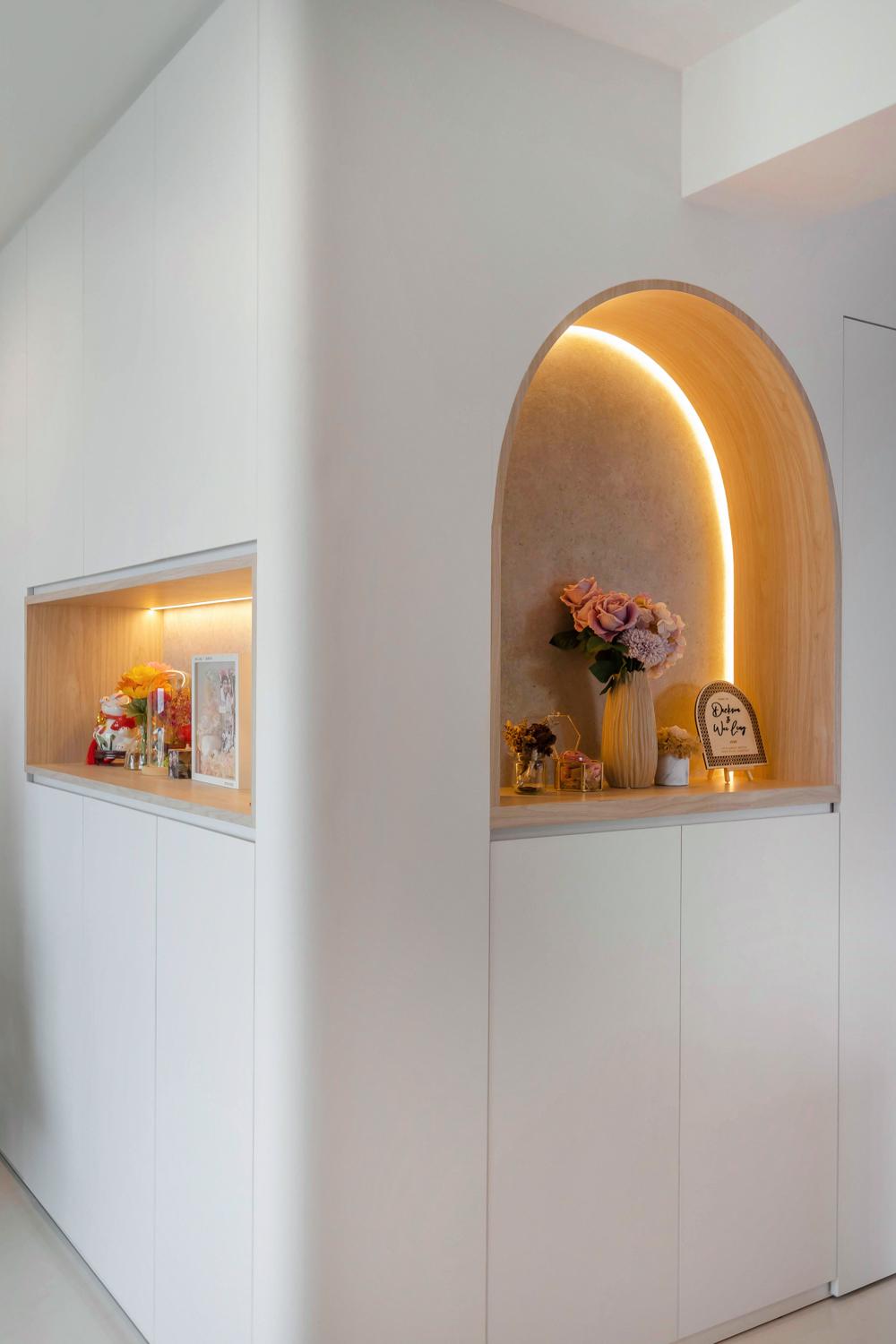 Modern Foyer with Artwork and Storage Cabinets