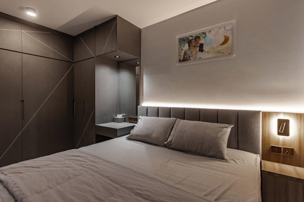 Industrial Bedroom with Wardrobe and Built-in Bed