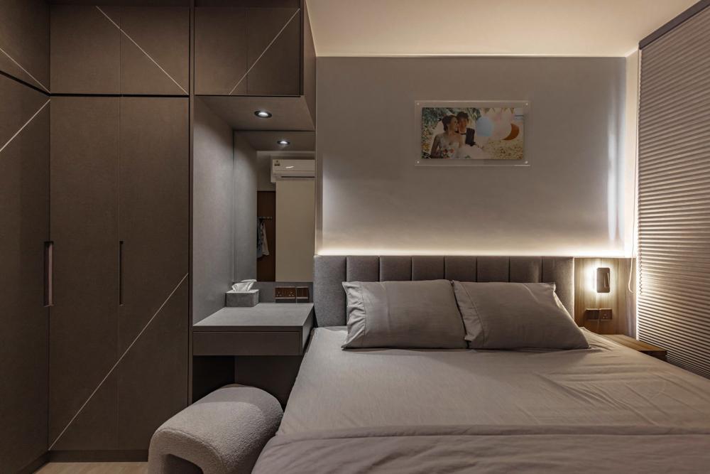 Industrial Bedroom with Wardrobe and Built-in Bed