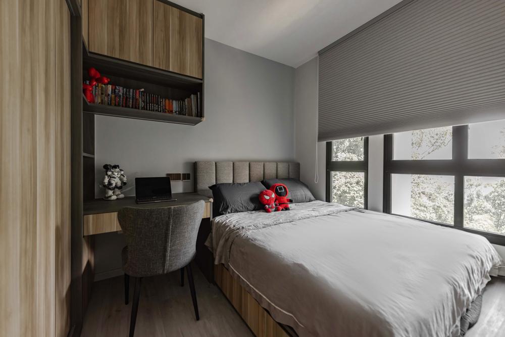 Industrial Bedroom with Wardrobe and Built-in Bed